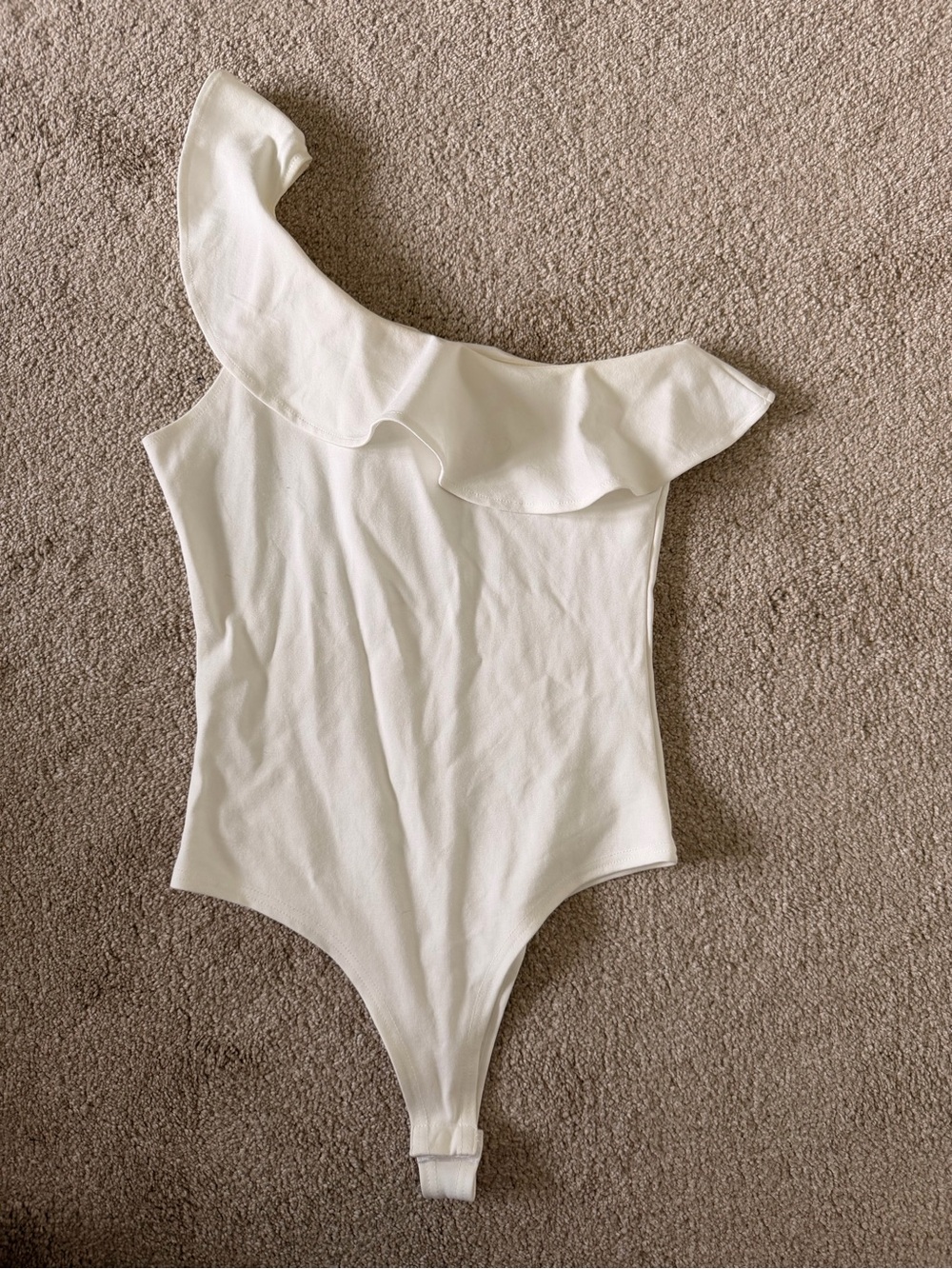 Pink Lily White One-Shoulder Ruffle Bodysuit for Girls